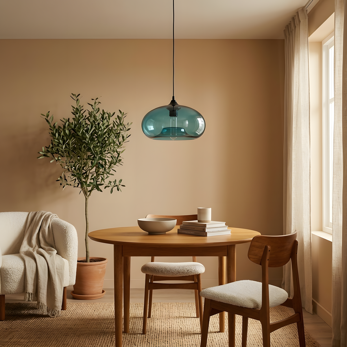 Iridia suspension verre coloré, lumière du jour