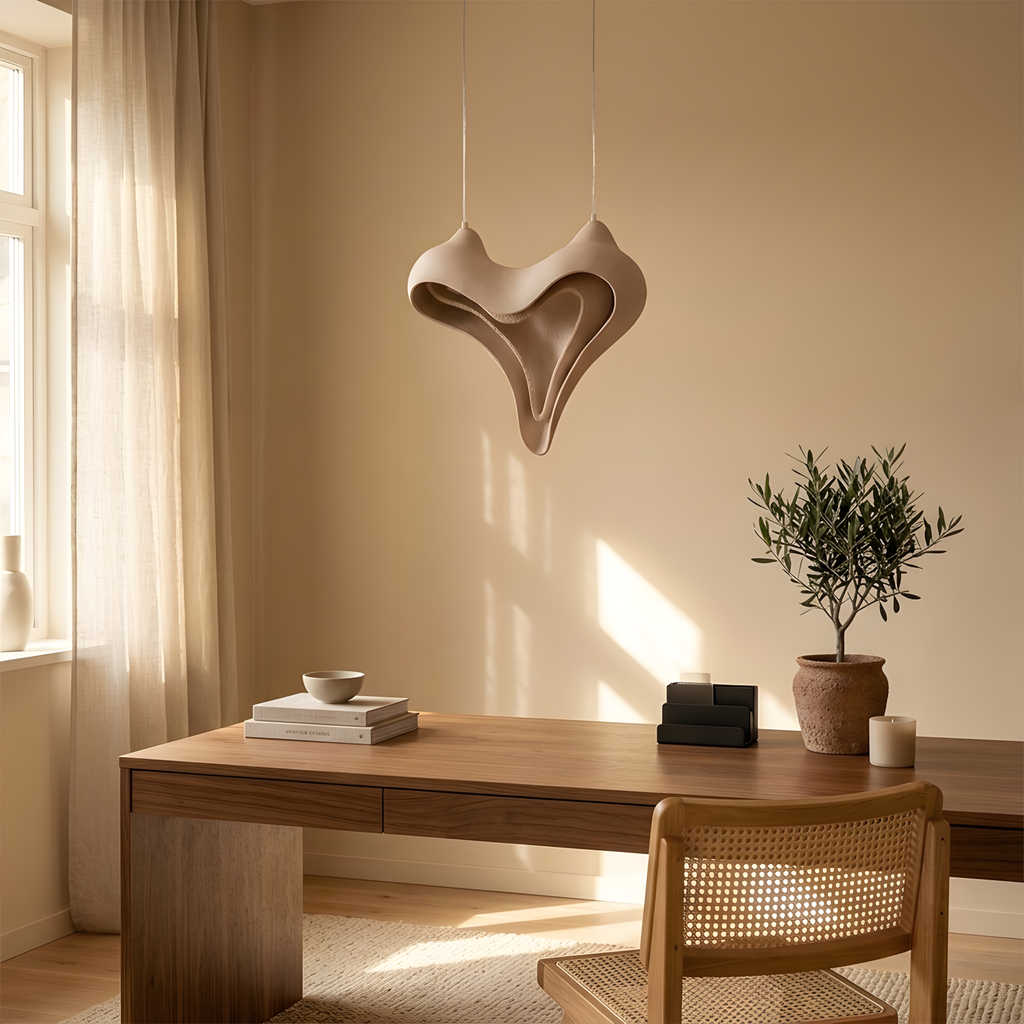 Kalendra suspension ronde en résine, lumière du soir