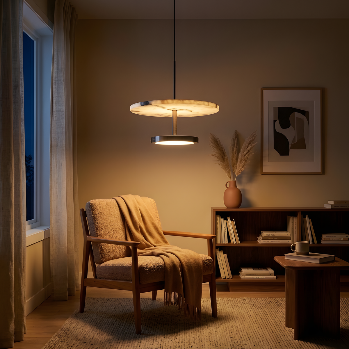 Kelmira suspension pierre noire, salon