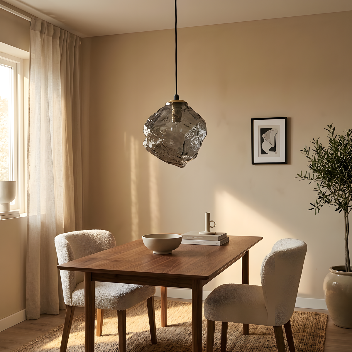 Lavena suspension verre effet lave, lumière du jour