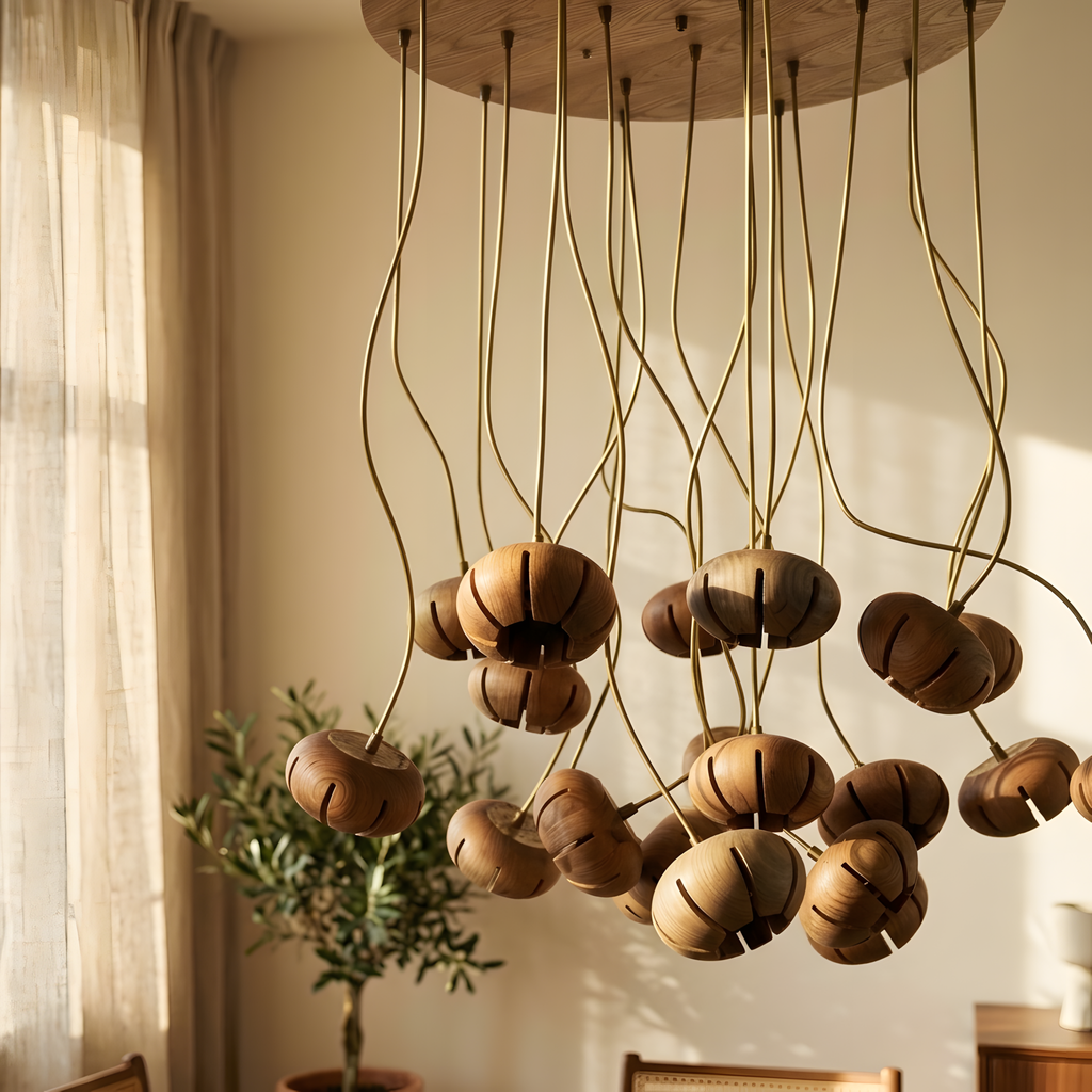Linessa suspension fleur en bois, chambre