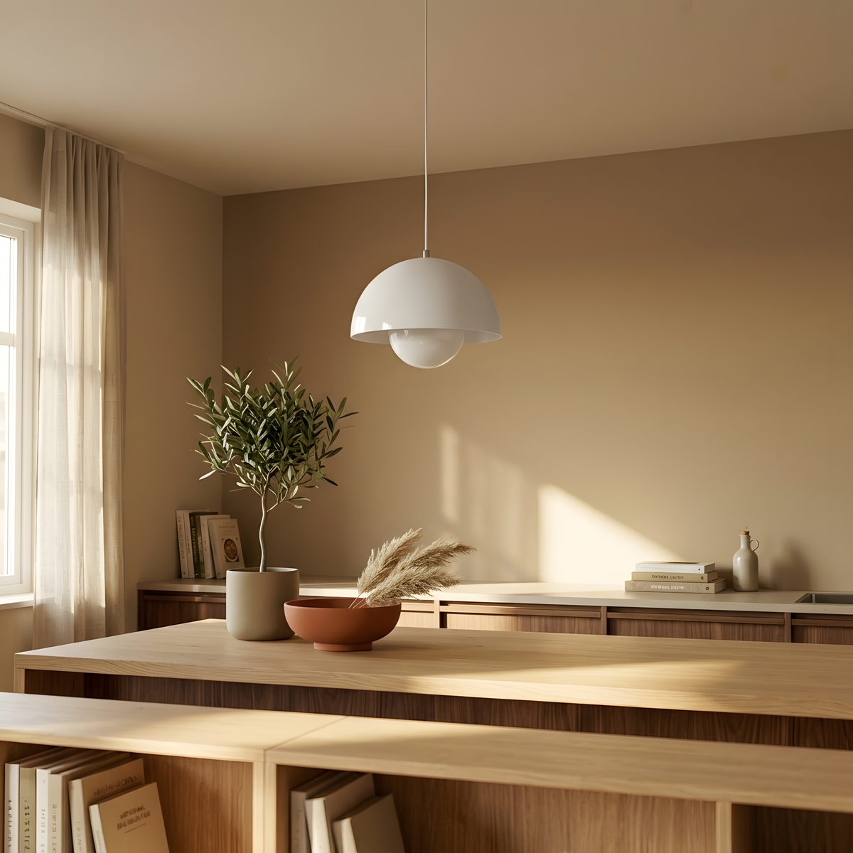 Lorvea suspension boule de verre, salon coloré