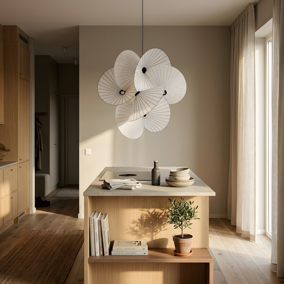 Marolia suspension verre dépoli, lumière du soir