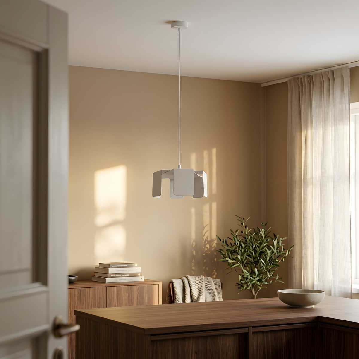 Marvenna suspension acier blanc, îlot de cuisine