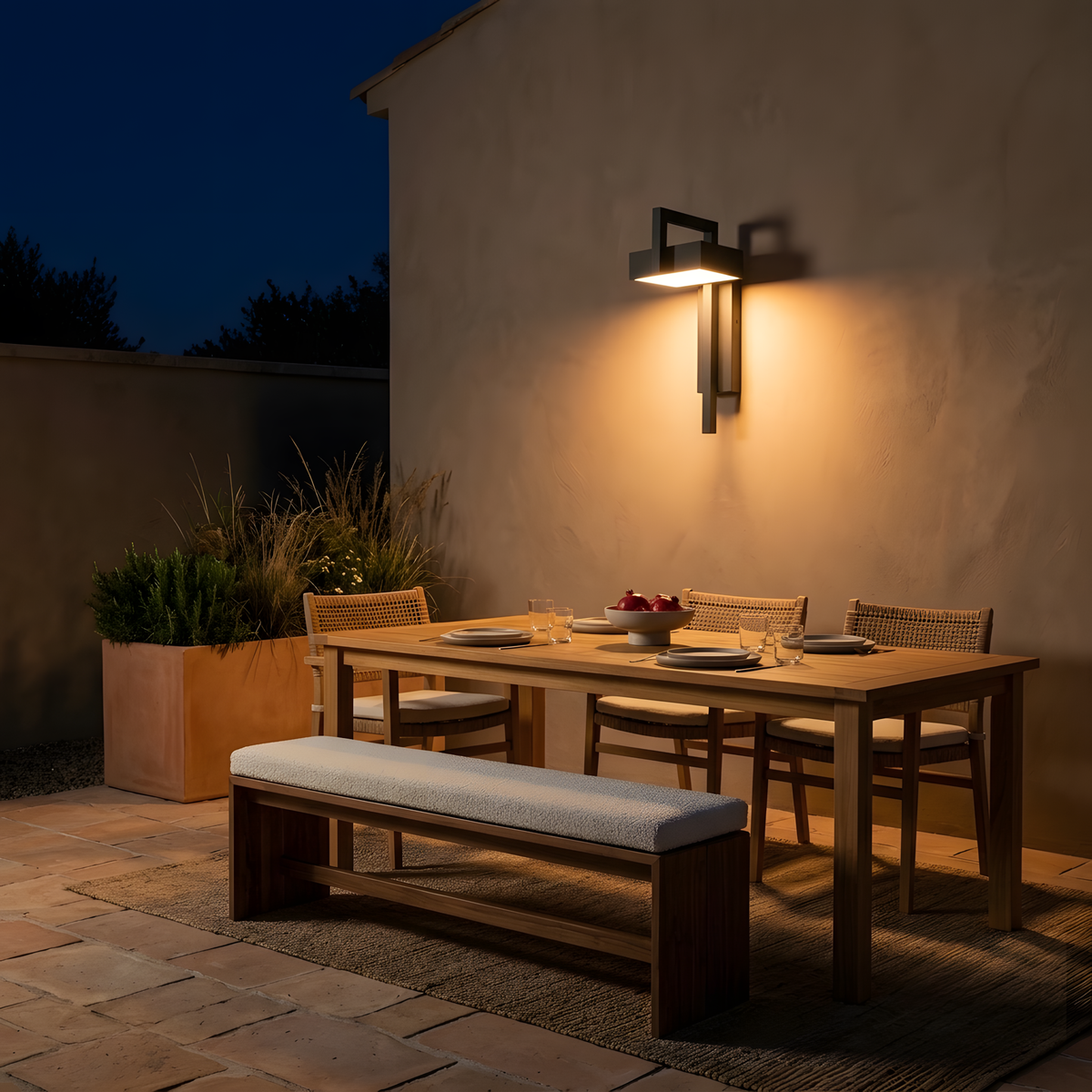 Miraanta applique murale extérieure ambiance du soir