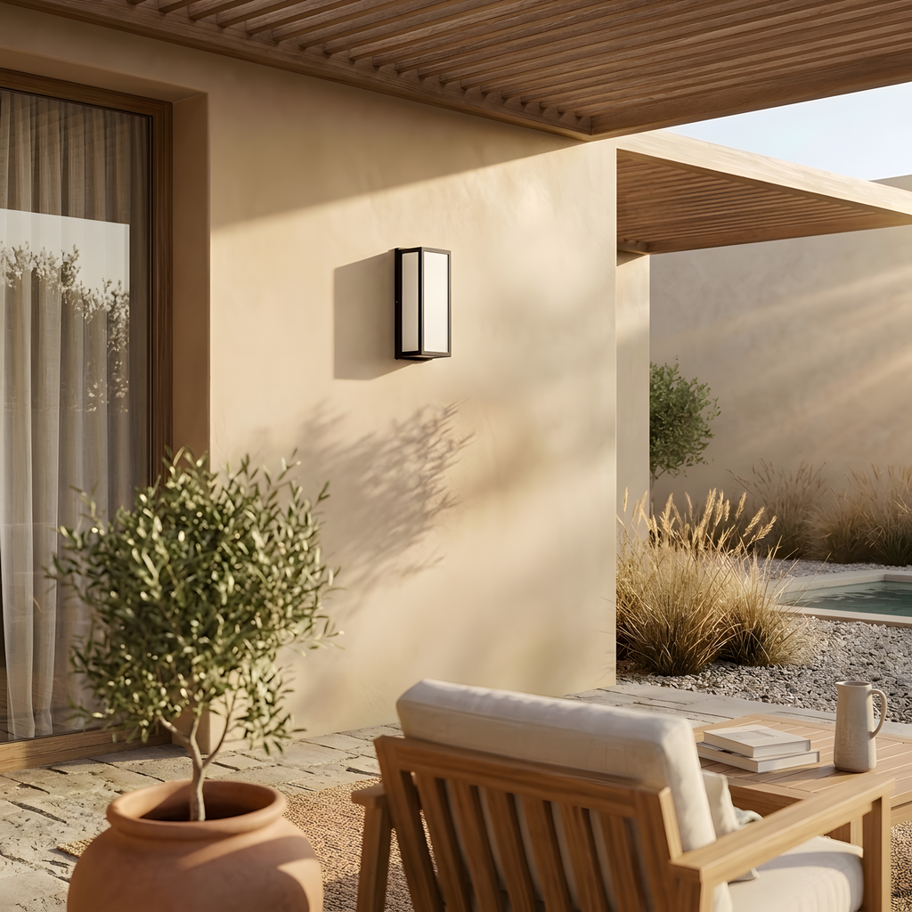 Miralio applique extérieure terrasse au crépuscule