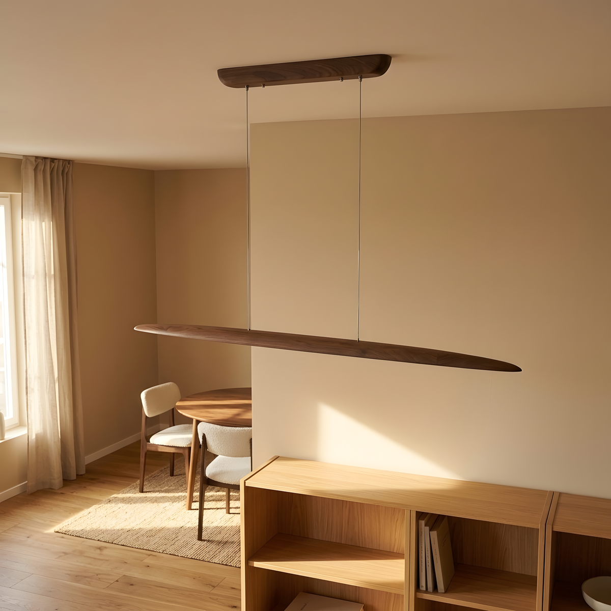 Miralta suspension linéaire bois, longue table