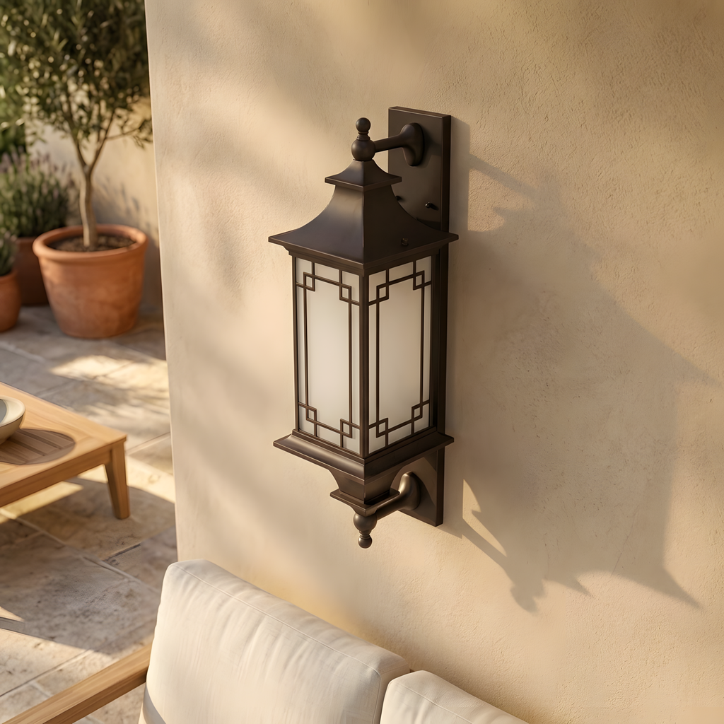 Mirareo applique extérieure terrasse au crépuscule