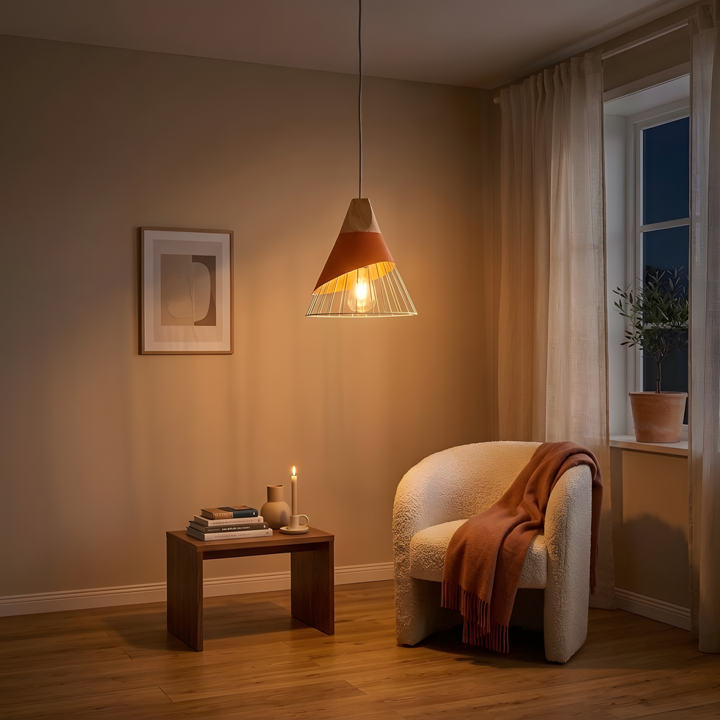 Mireska suspension cage colorée sur bois, salon