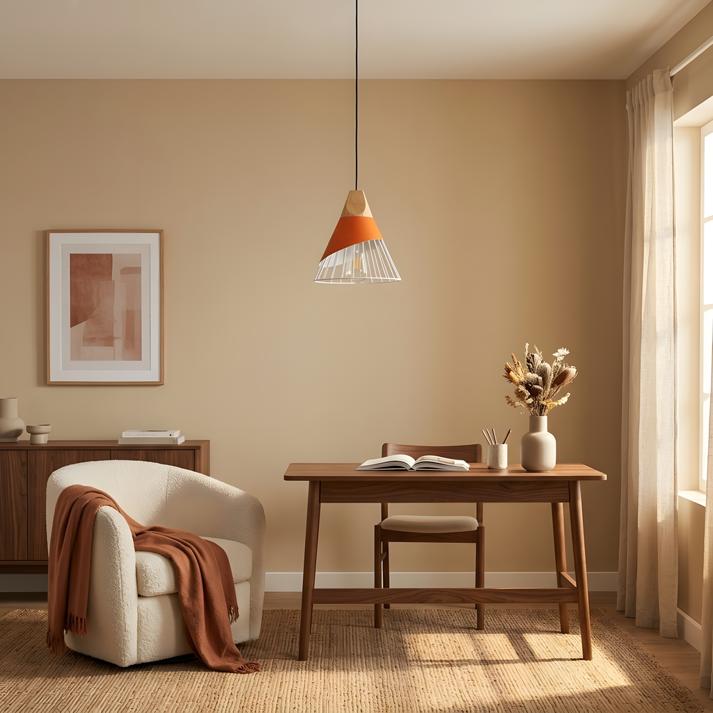 Mireska suspension cage colorée sur bois, lumière du soir