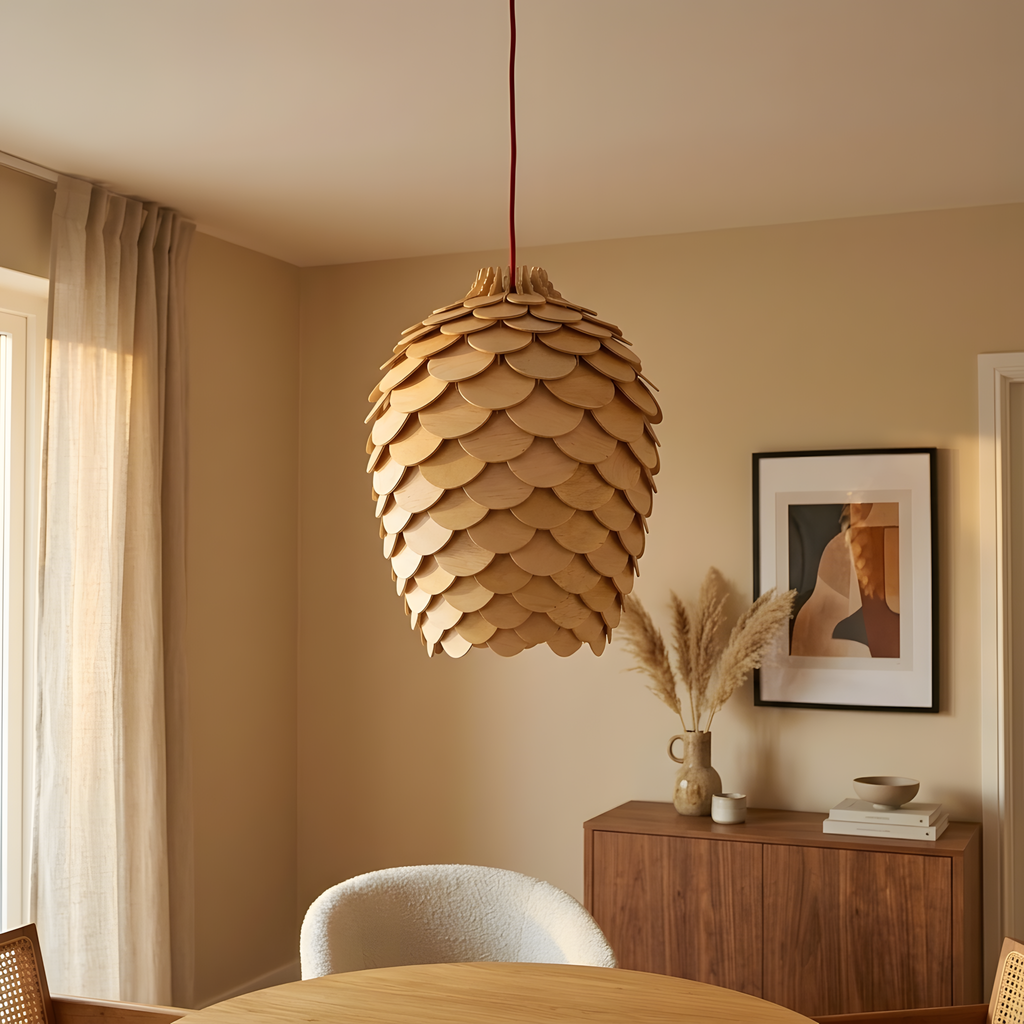 Nautea suspension globe en bois sculpté, entrée