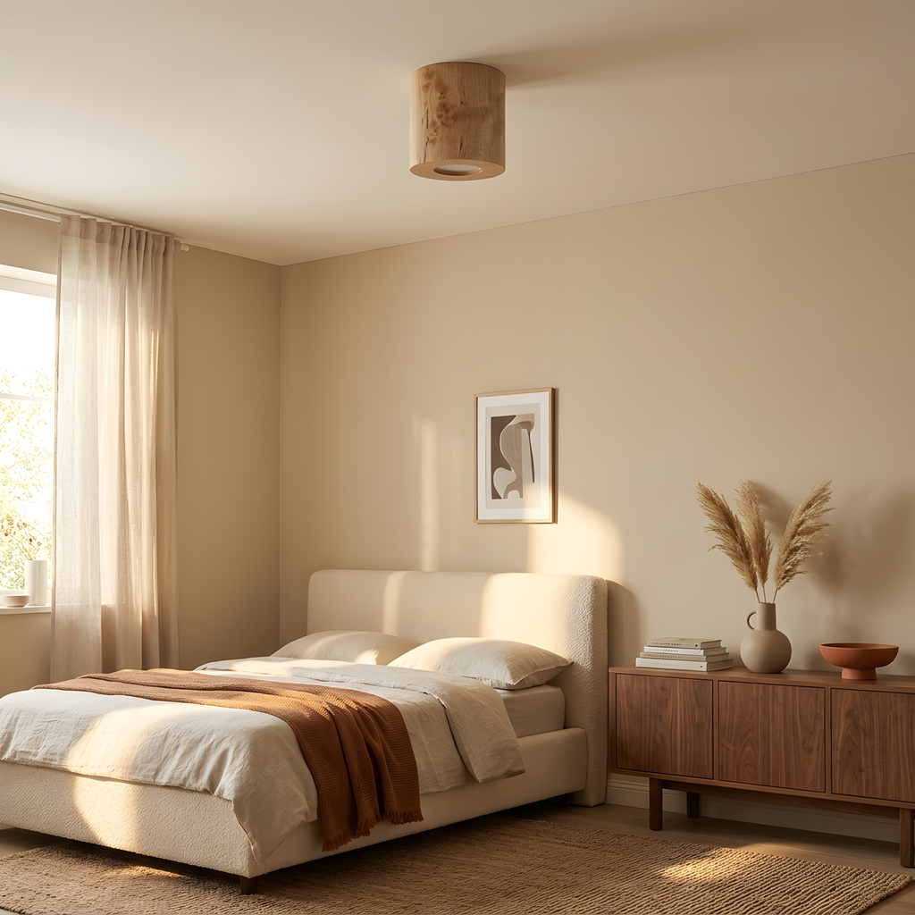 Neralo plafonnier scandinave bois, lumière du jour
