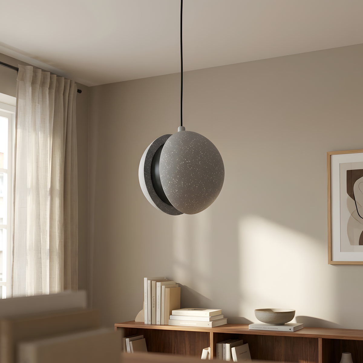 Nimberia petite suspension sphère noire et or, coin repas