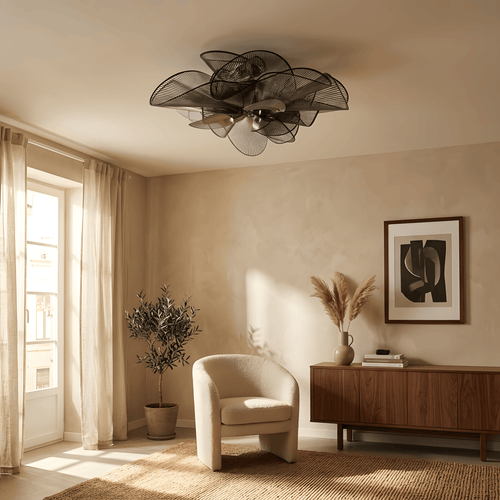 Aelora plafonnier noir dans une chambre, de jour