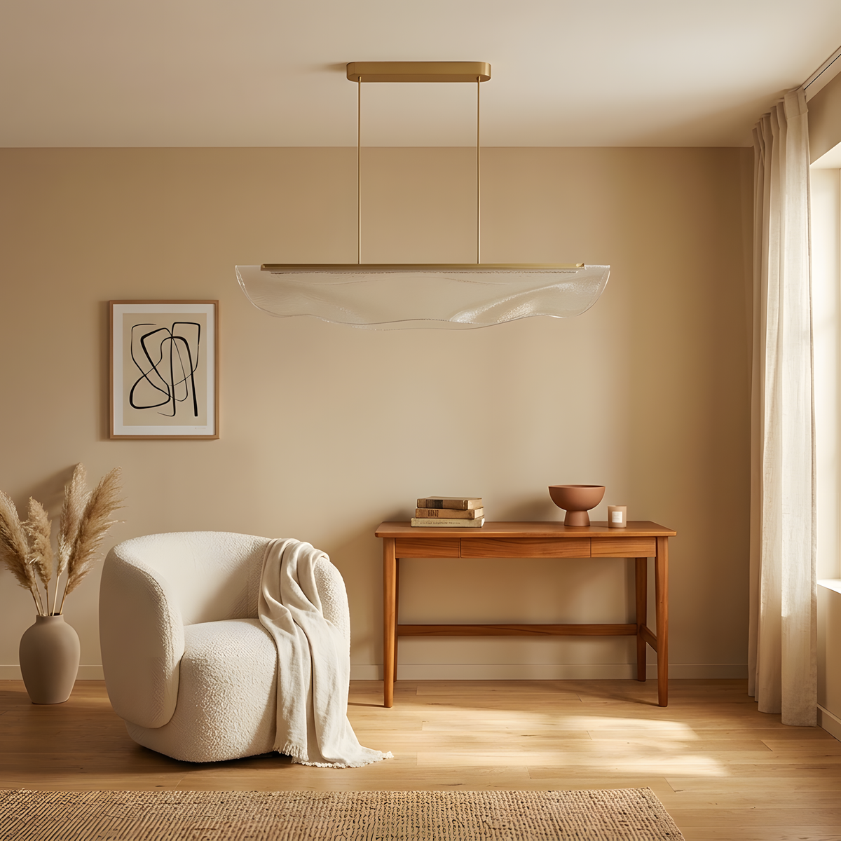 Norkelia suspension ondulée LED, lumière du soir