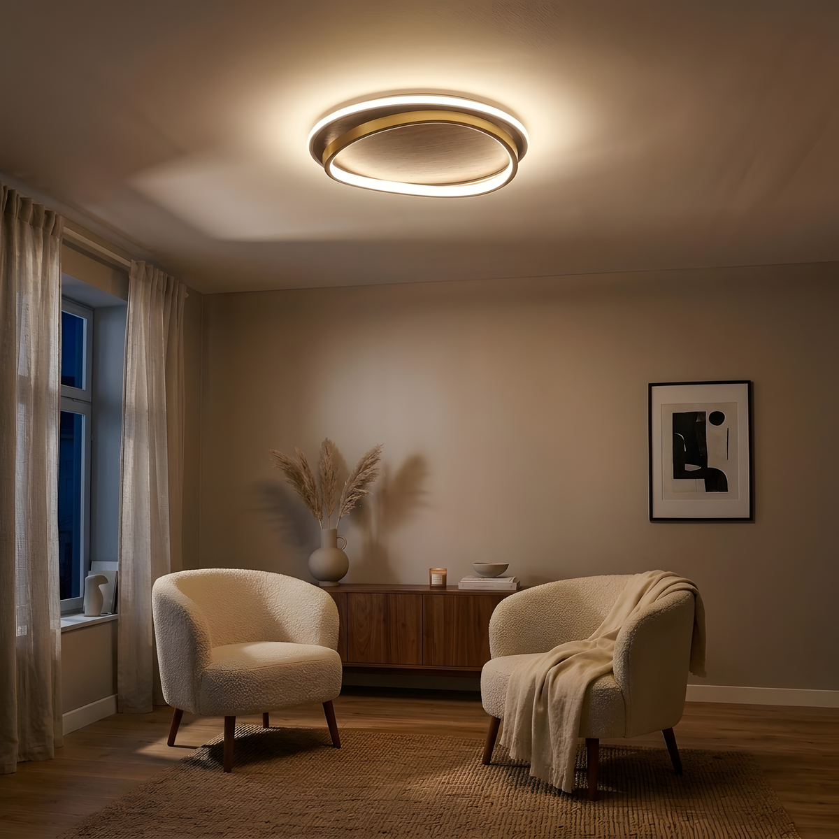 Noyera plafonnier noyer, ambiance chambre