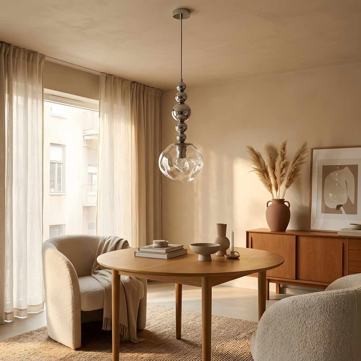 Ombrilia suspension chromée Art déco, chambre
