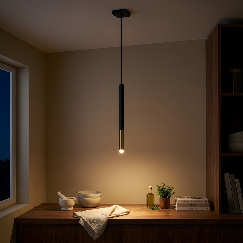 Orfelina suspension tube noir et or, comptoir