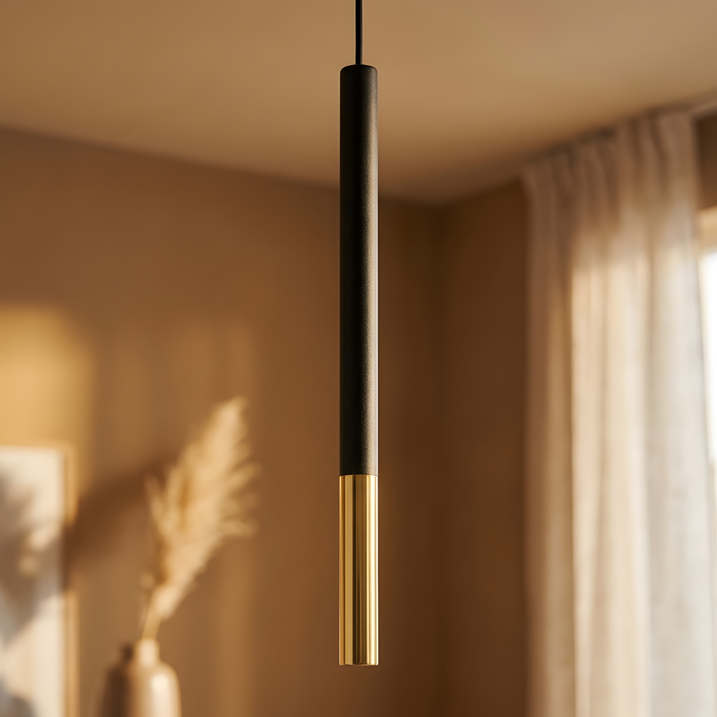 Orfelina suspension tube noir et or, bureau