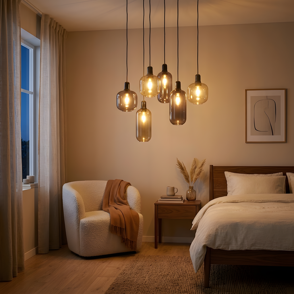 Oristella suspension tube verre teinté, salon