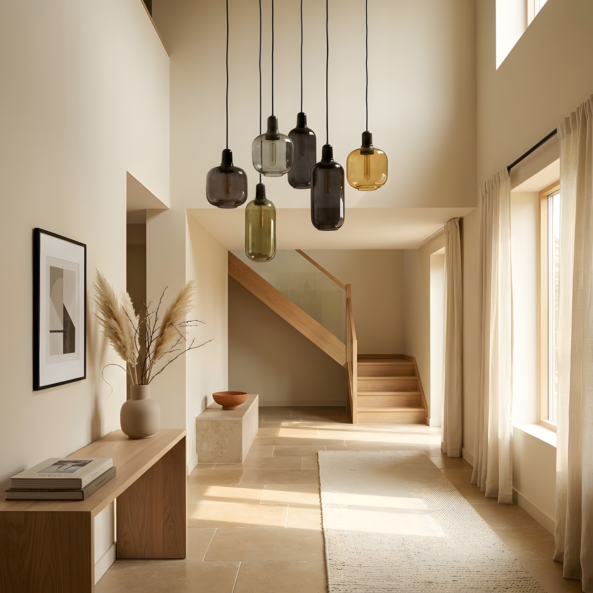 Oristella suspension tube verre teinté, lumière du soir