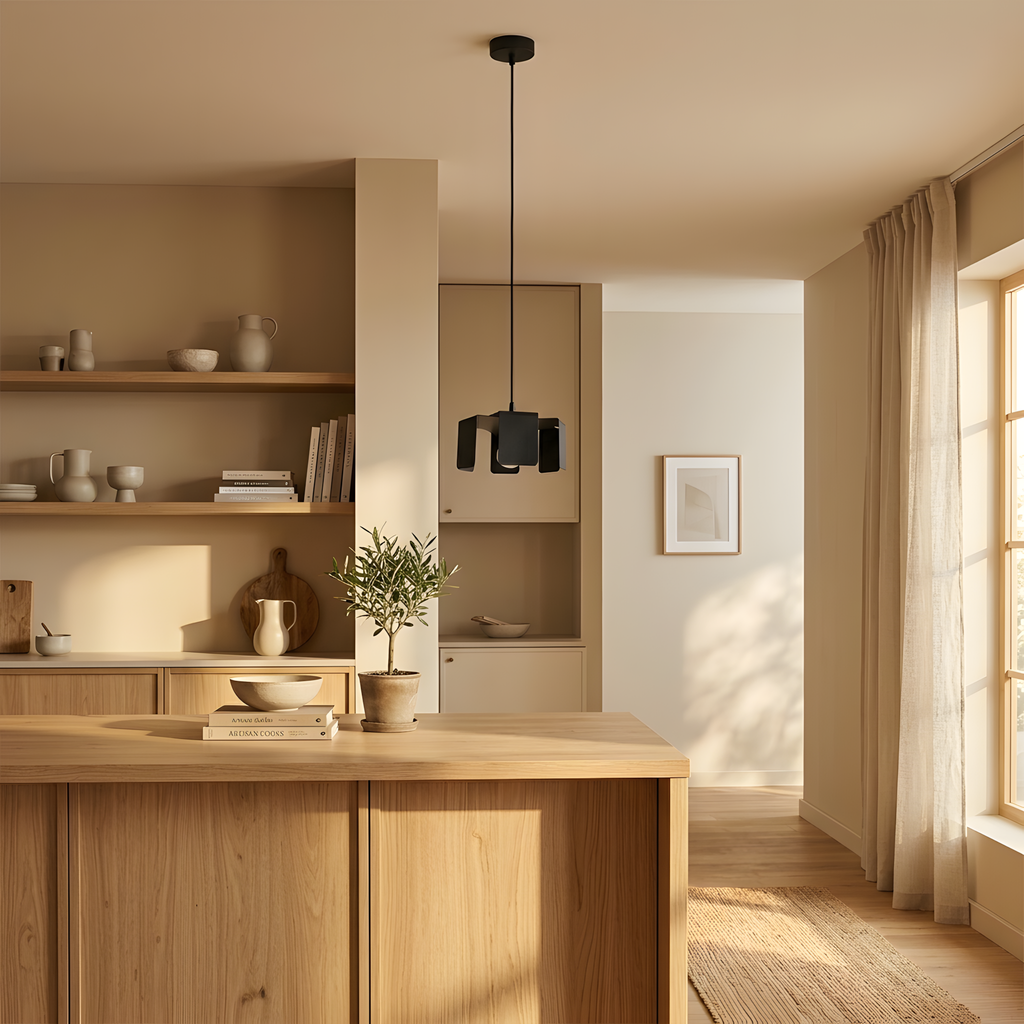 Osteline suspension fil d'acier noir, lumière du soir