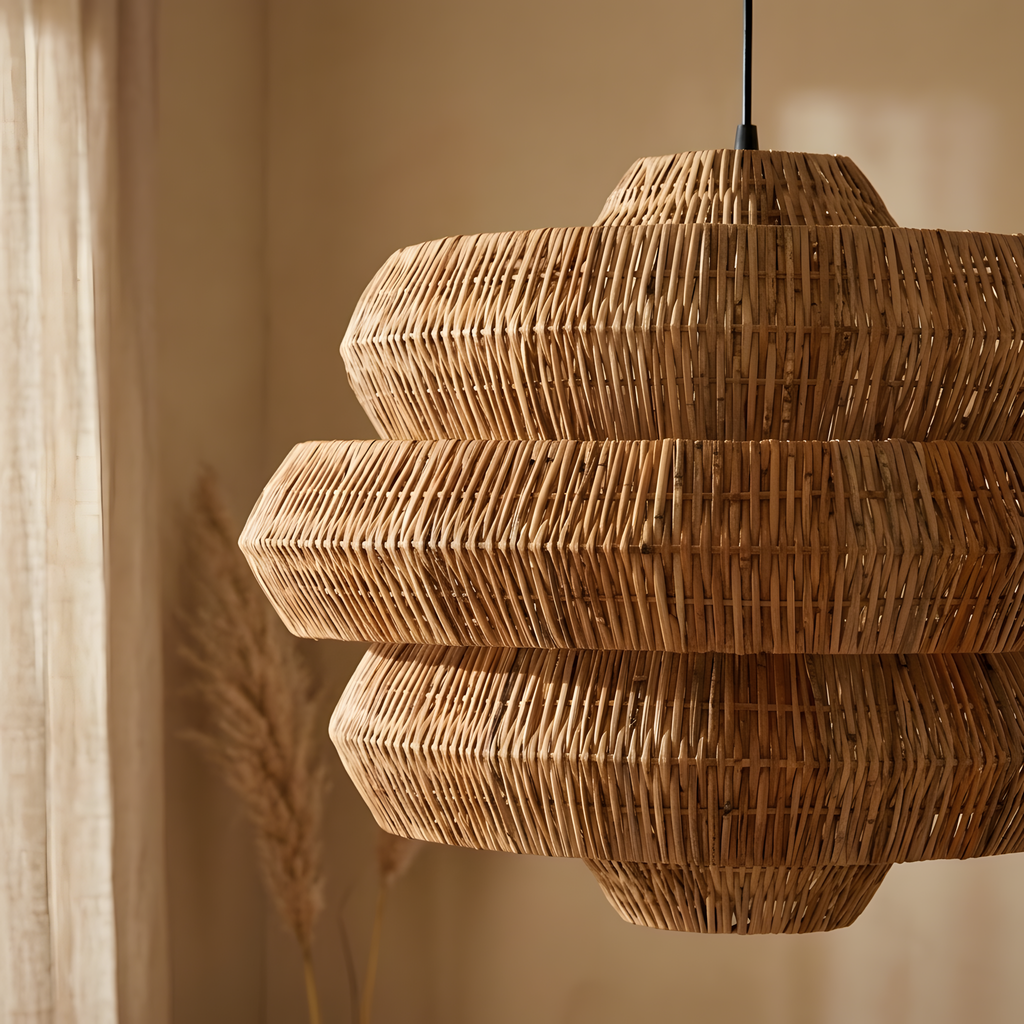 Ravello suspension rotin, salon chaleureux