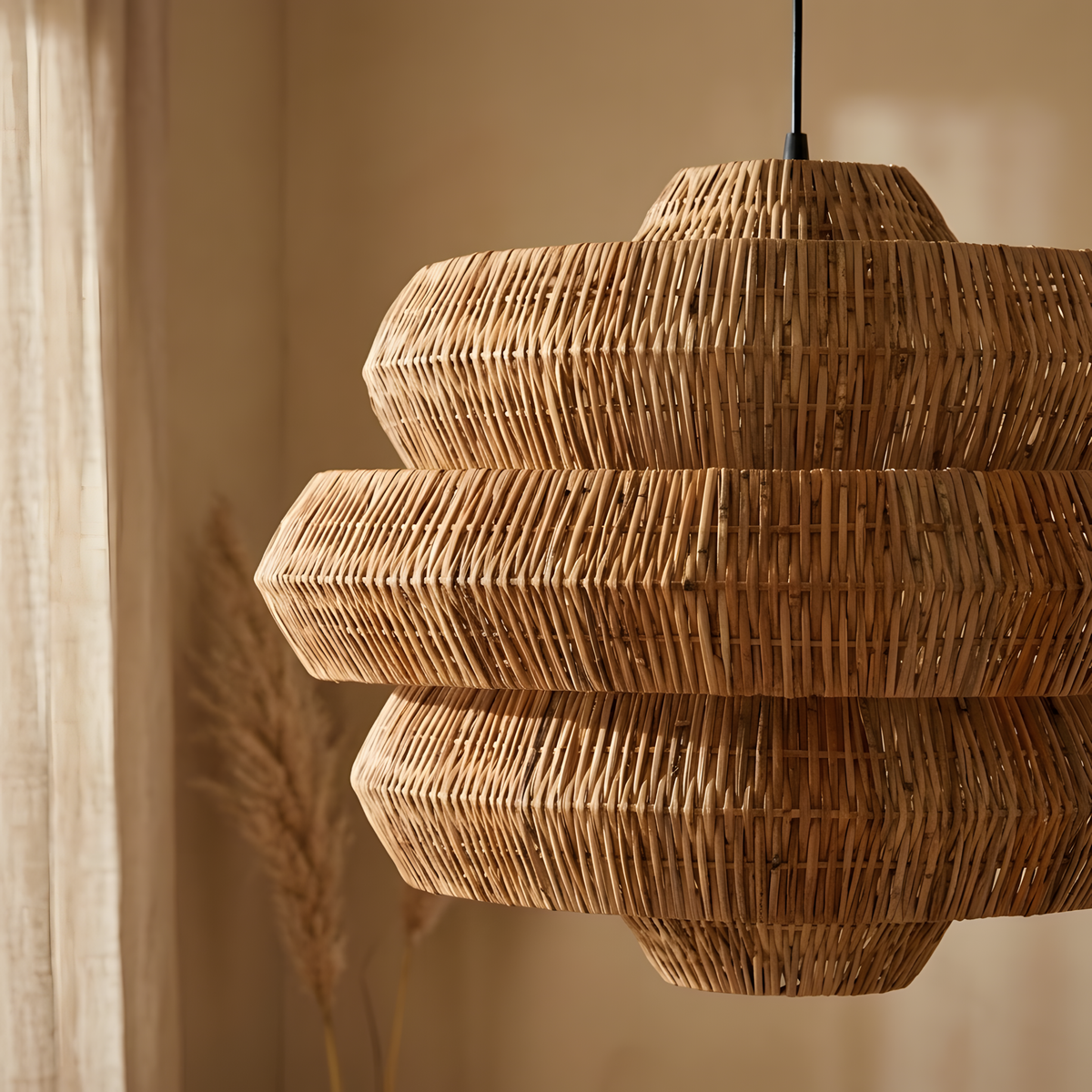 Ravello suspension rotin, salon chaleureux