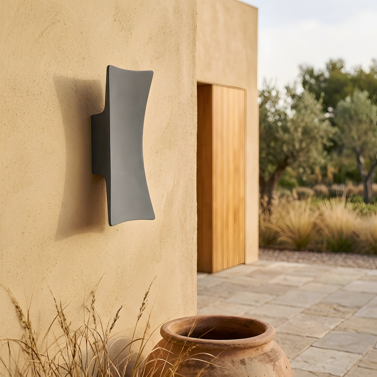 Renselle applique extérieure terrasse au crépuscule