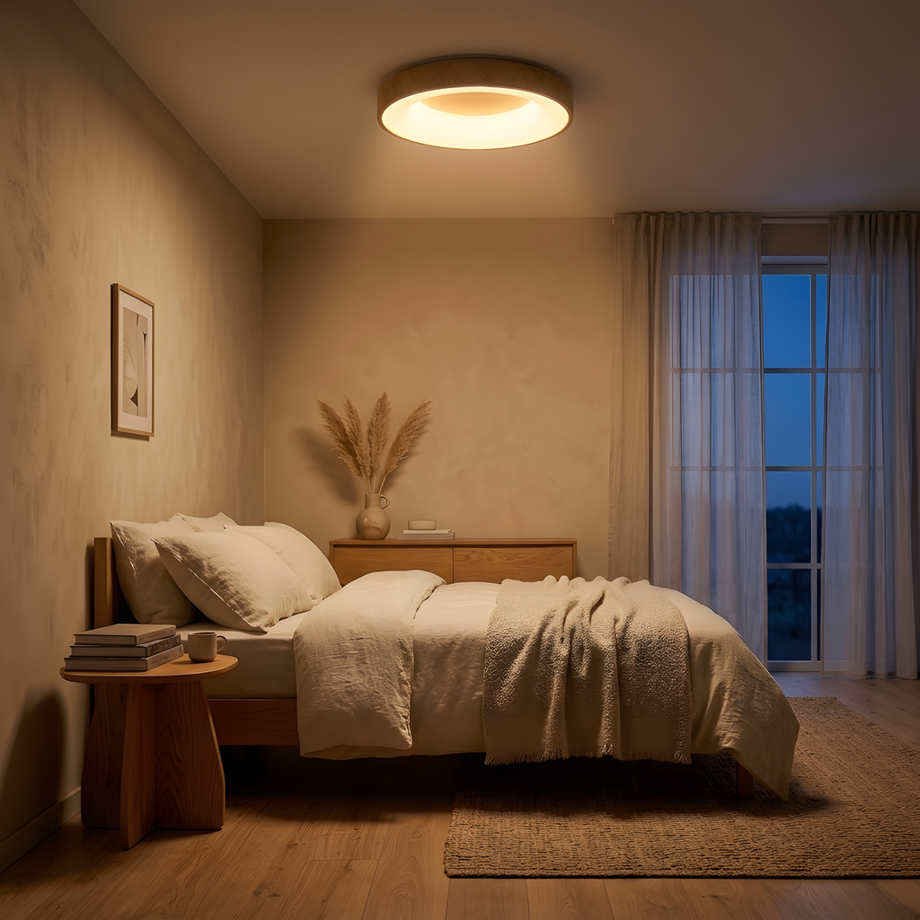 Rondia plafonnier rond, ambiance salon