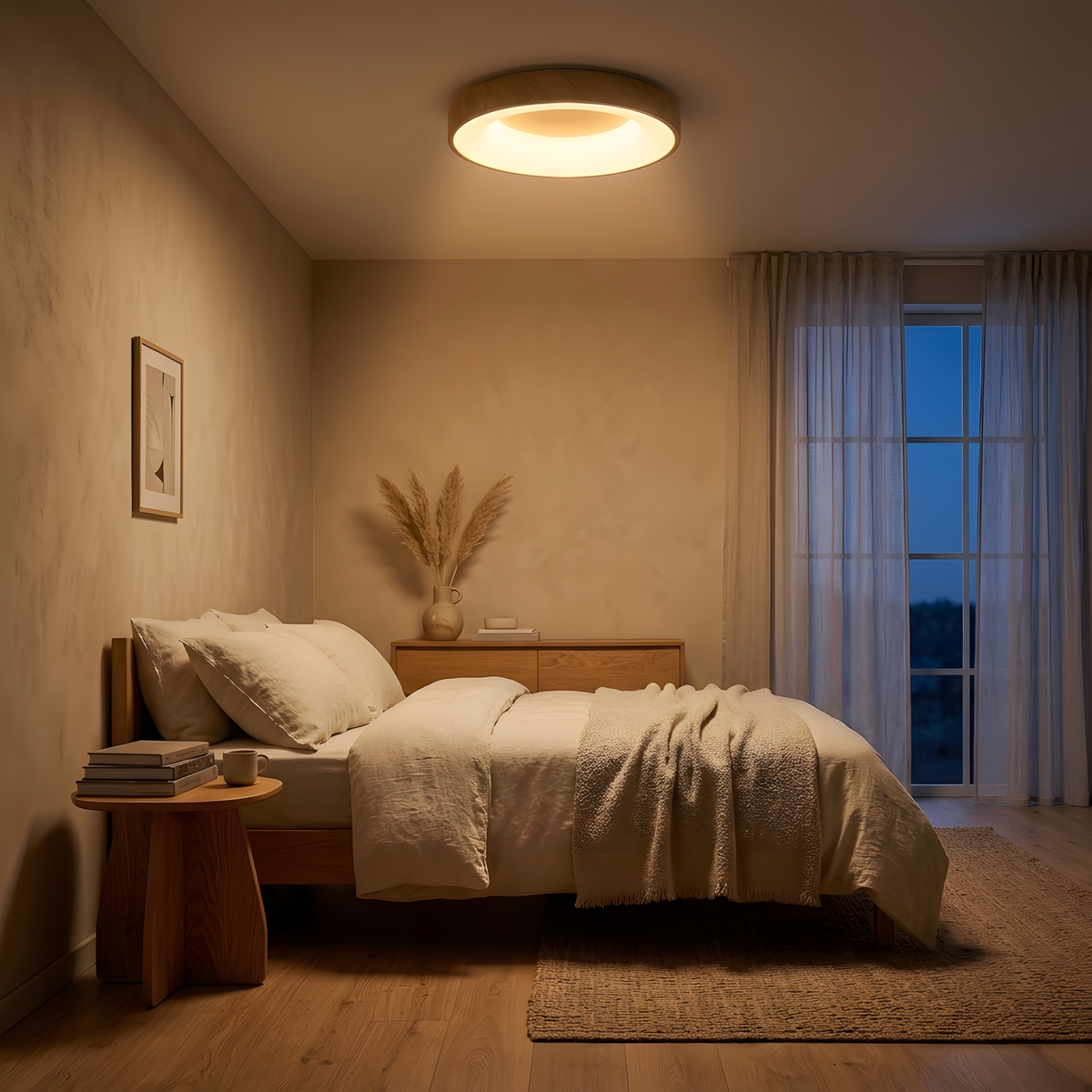 Rondia plafonnier rond, ambiance salon