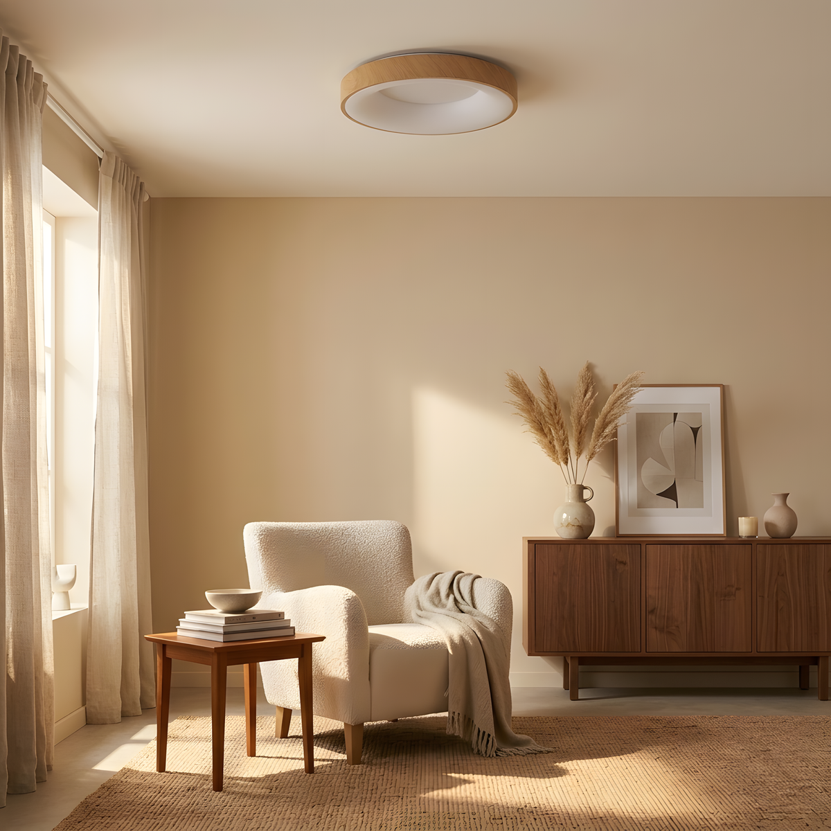 Rondia plafonnier rond métal, lumière du jour