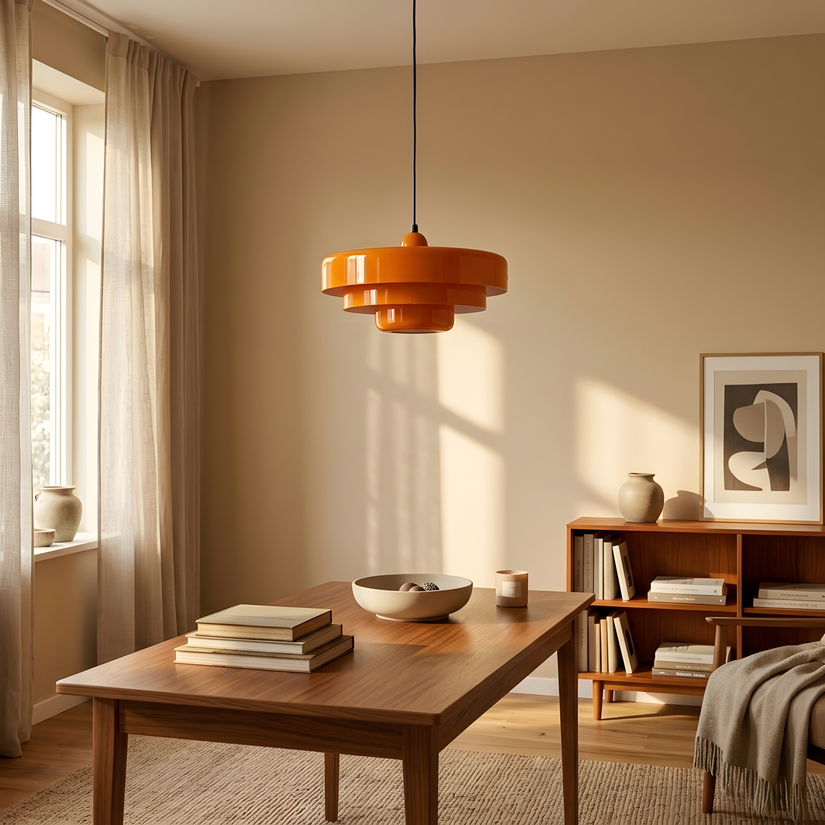 Sandria suspension acier, lumière du soir