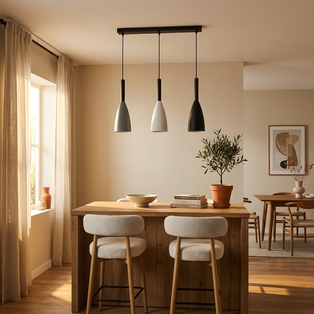 Selvia suspension scandinave 3 lumières, lumière du jour