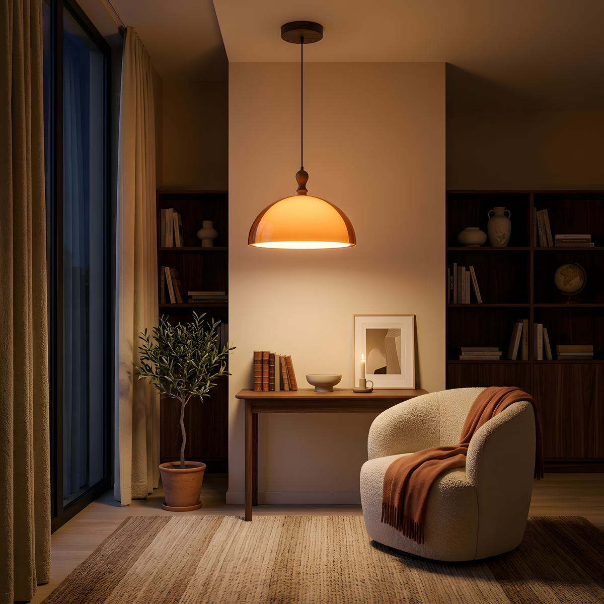 Skanira suspension acrylique marron, salon