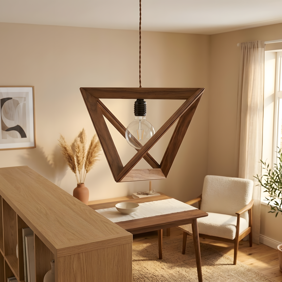 Solmena suspension bois sculpté, coin lecture