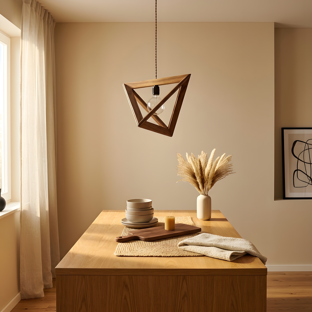 Solmena suspension bois sculpté, lumière du soir