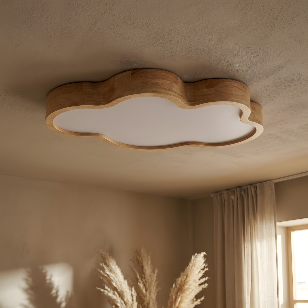 Solune plafonnier bois, ambiance chambre