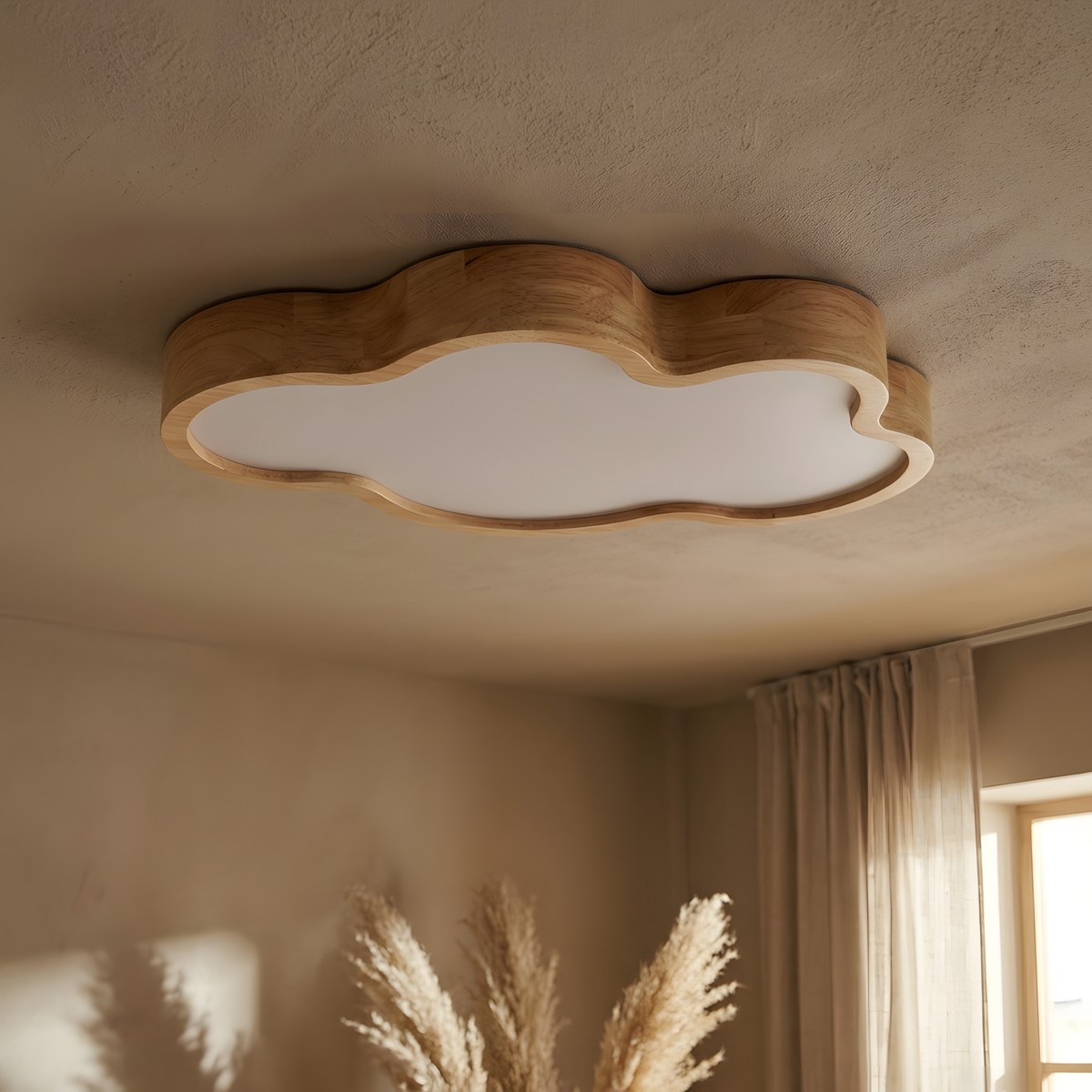 Solune plafonnier bois, ambiance chambre