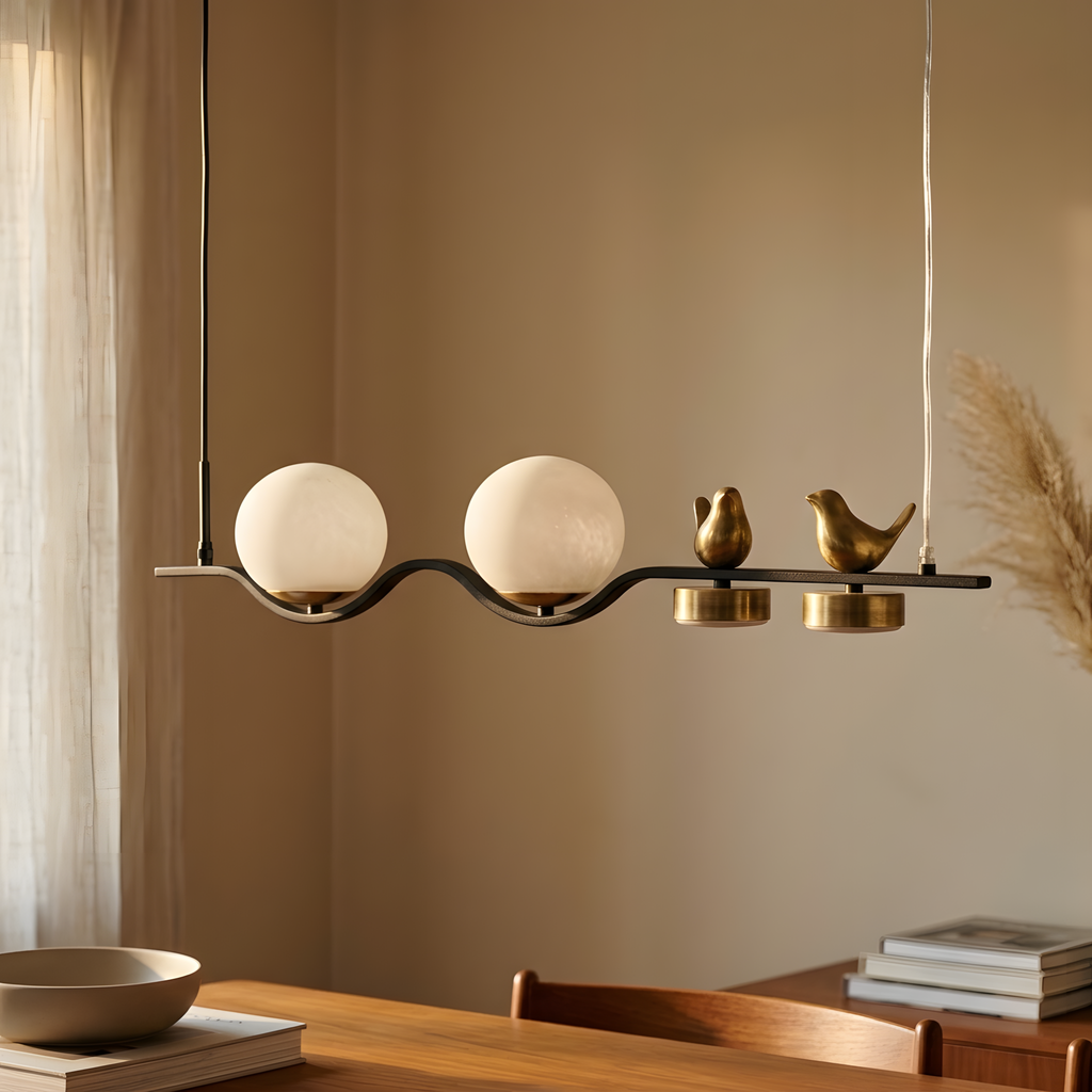 Solverin suspension deux globes laiteux, chambre