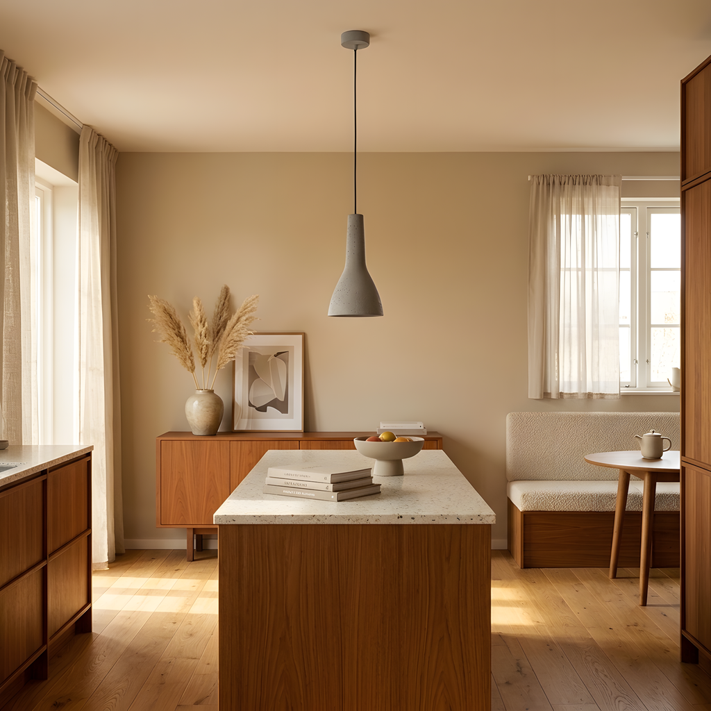 Solverio suspension béton gris, lumière du soir