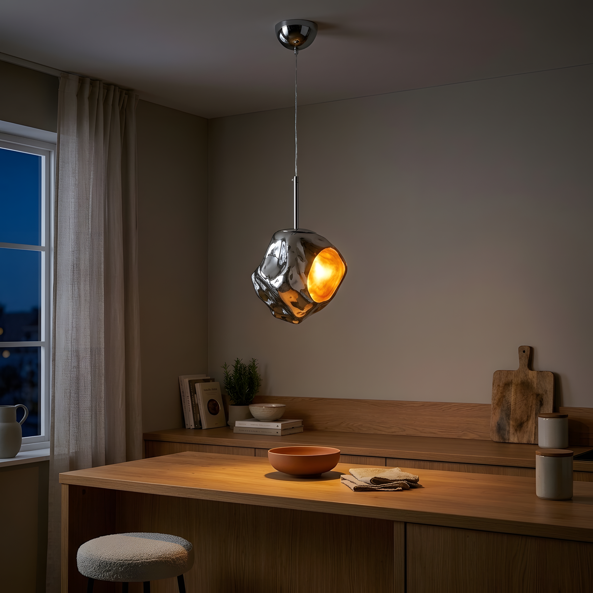 Sonella suspension verre et métal, comptoir