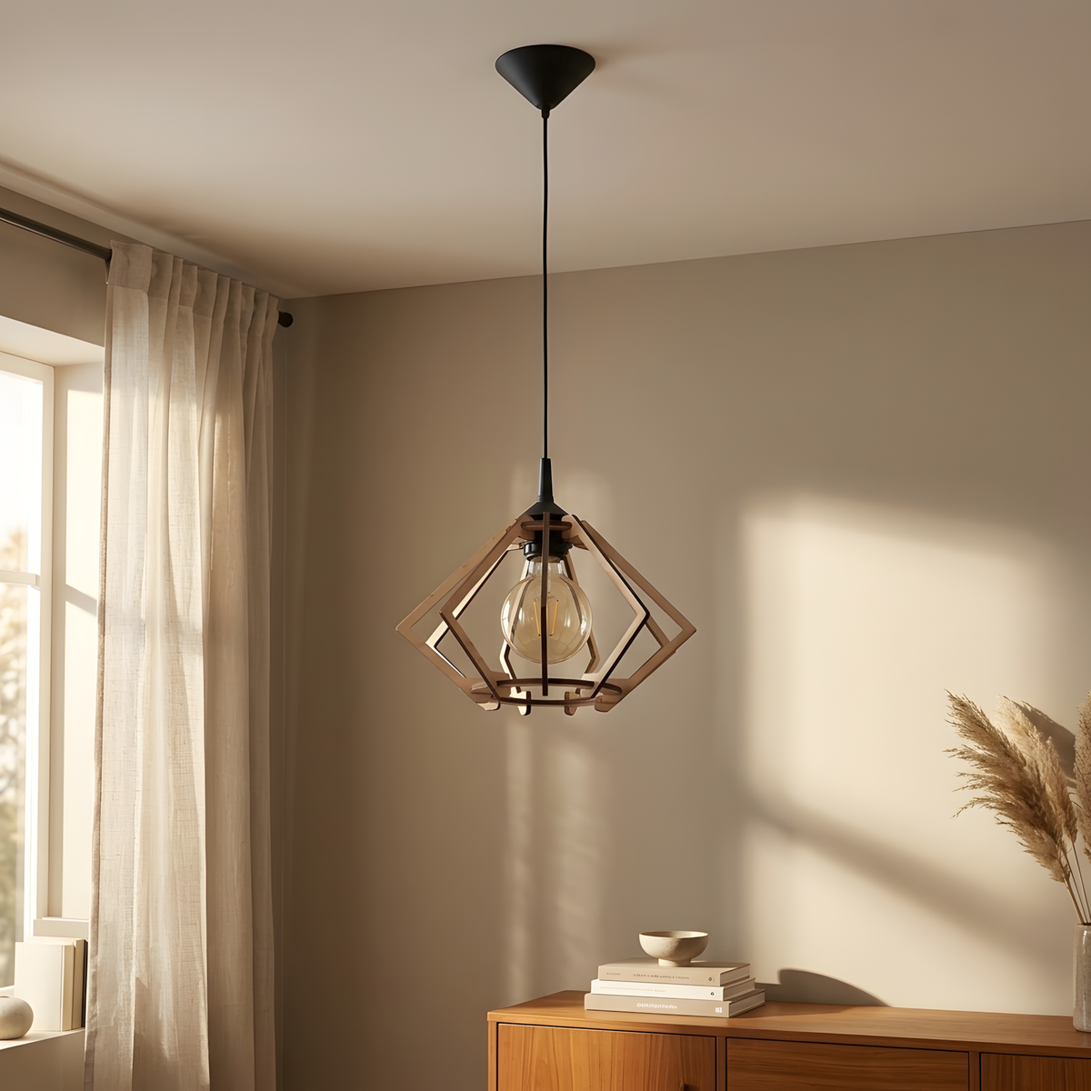 Soraline suspension bois naturel, bureau