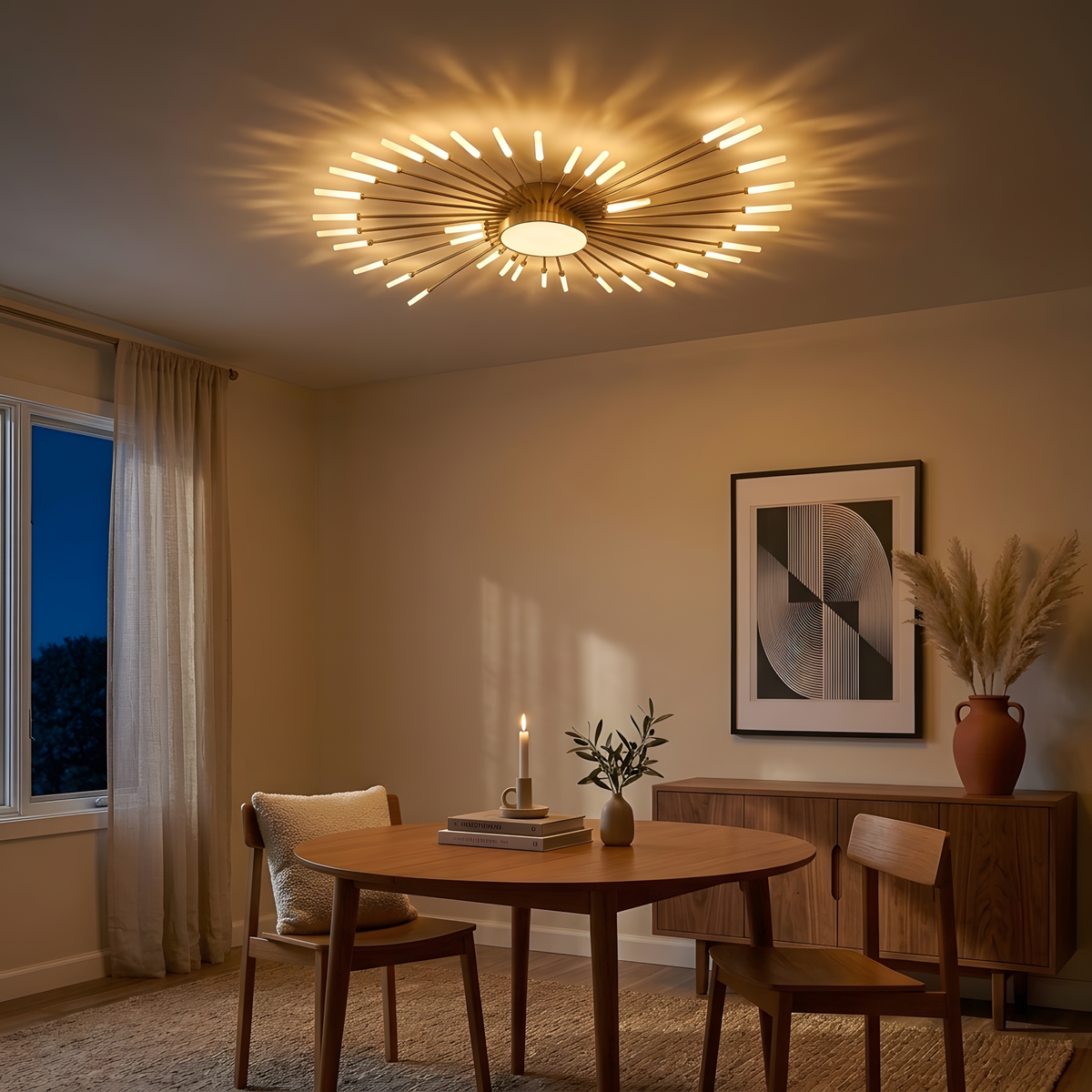 Stellio plafonnier LED, ambiance salon