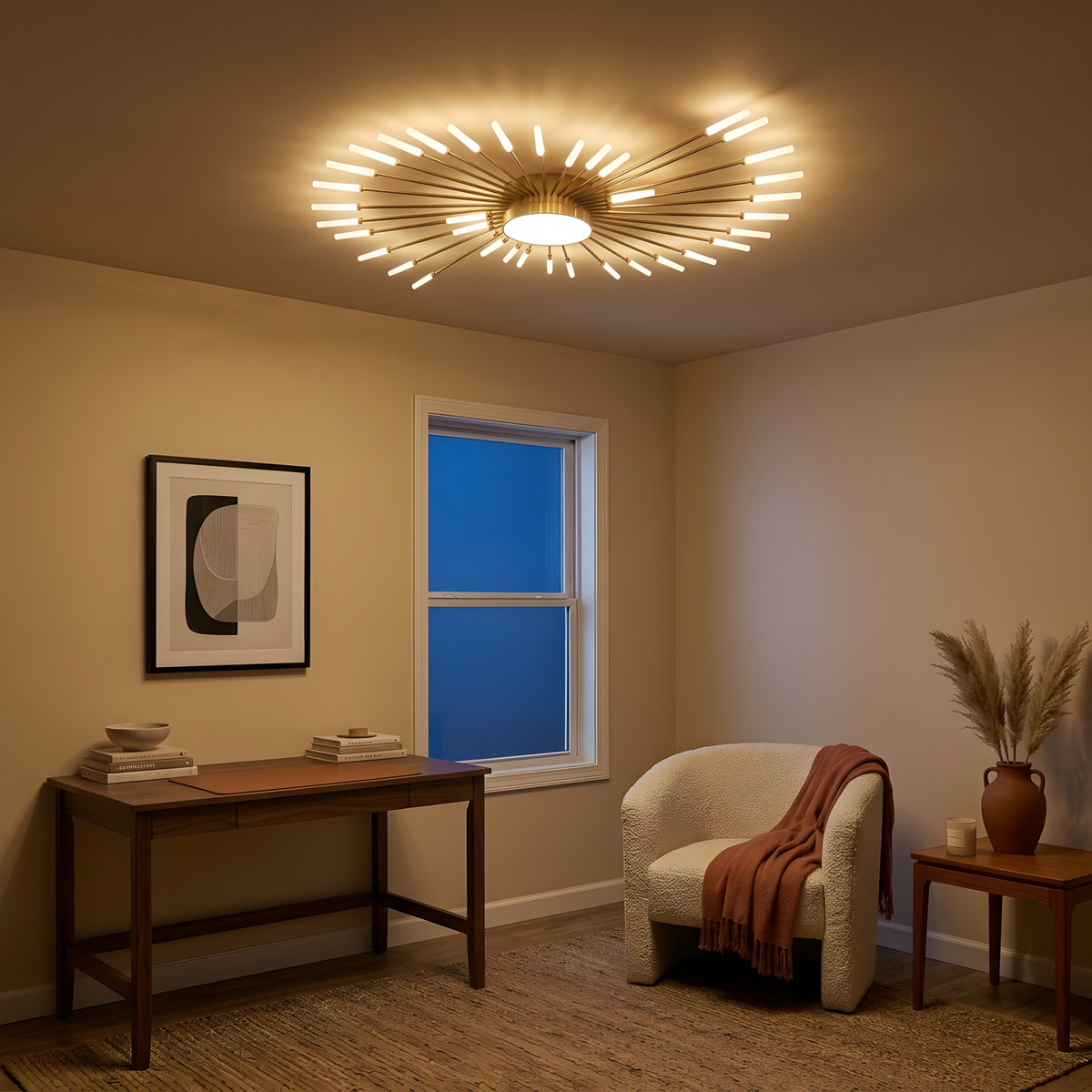 Stellio plafonnier LED, points lumineux allumés