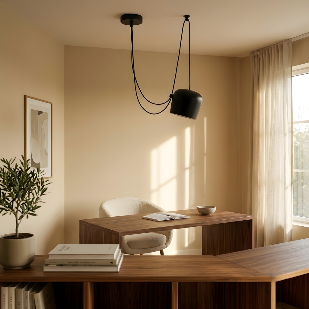 Talvea suspension industrielle, lumière du soir