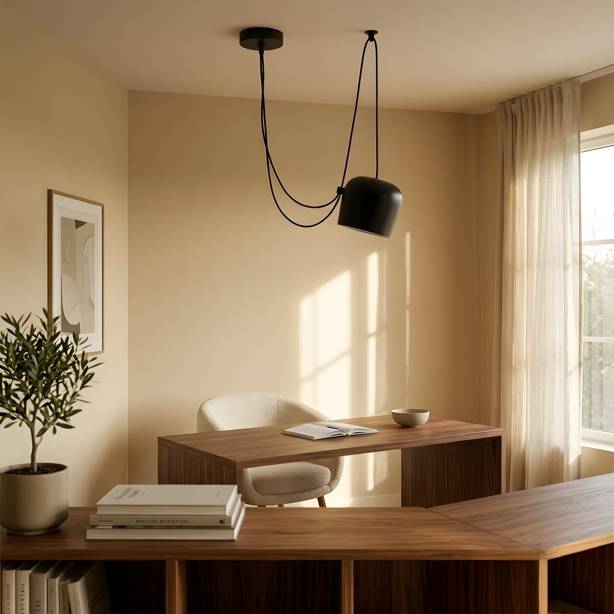 Talvea suspension industrielle, lumière du soir