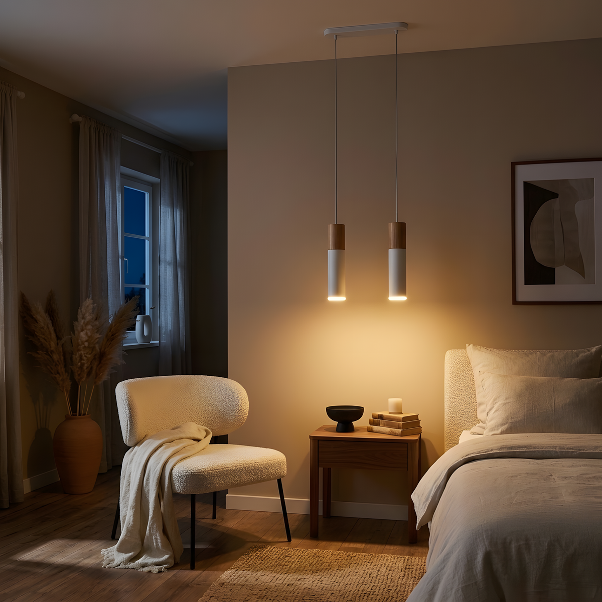Talvira suspension blanc et bois, cuisine