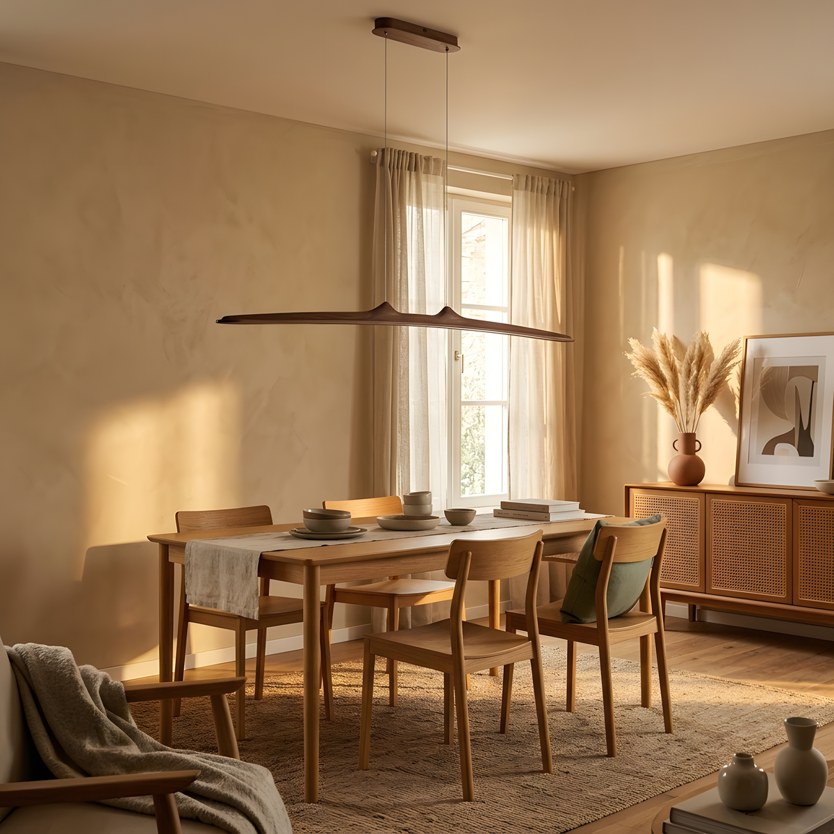 Tarnea suspension linéaire noyer, lumière du jour
