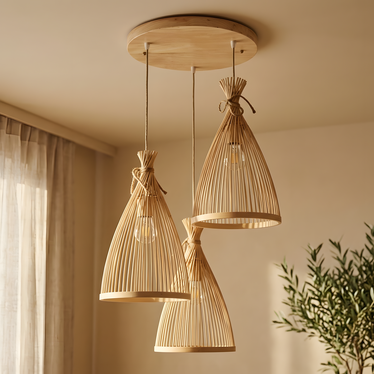 Torena suspension bambou, salon naturel